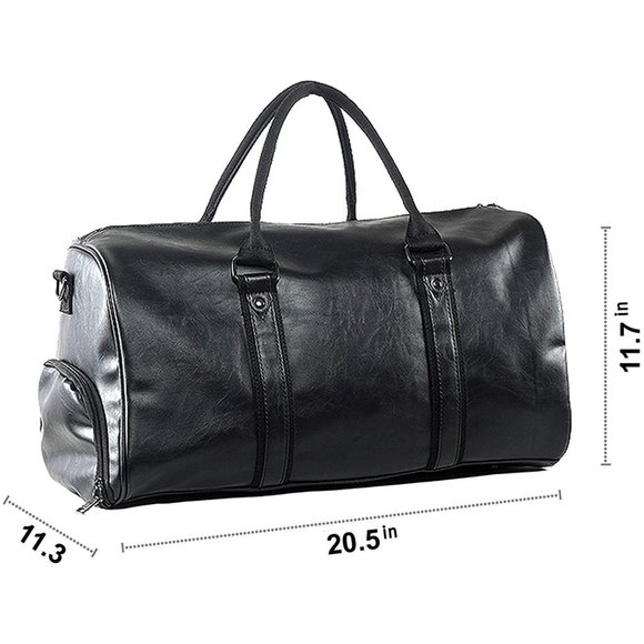 Weekender Oversized Travel Duffel Bag With Shoe Pouch, Leather Carry On Bag - Picture 3 of 5